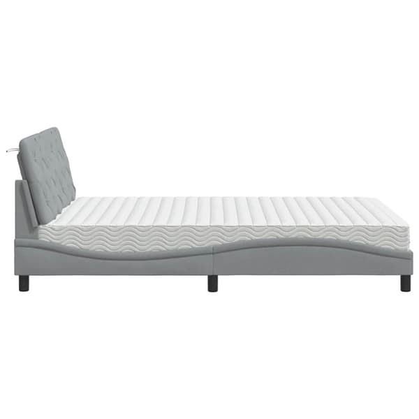 Bed with Mattress Light Grey 120x200 cm Fabric