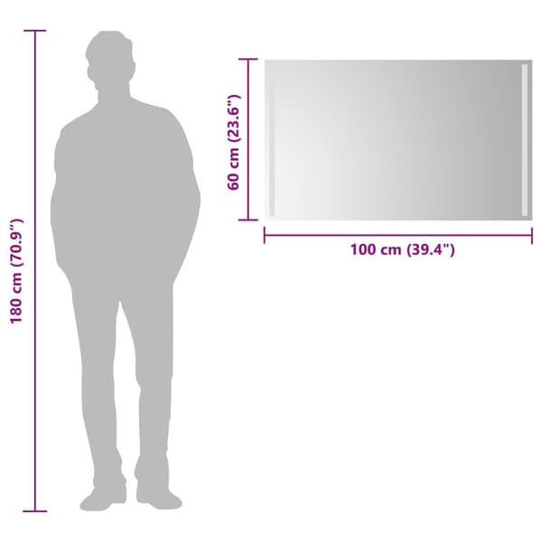 LED Badrumsspegel Transparent 100 x 60 cm härdat glas