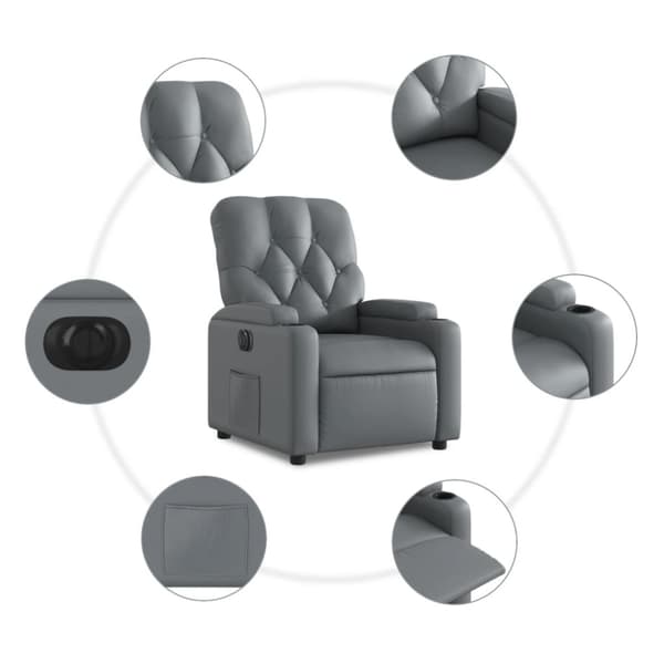 Elektrisk reclinerfåtölj grå konstläder