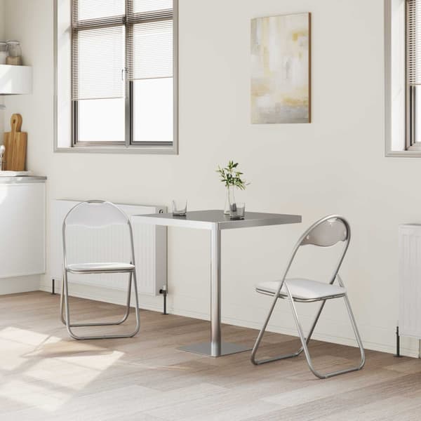 Fällstol 2 pcs Vitt och Grått 48 x 43,5 x 81 cm Konstläder