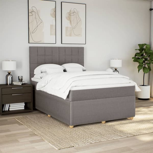 Ramsäng med madrass taupe 140x200 cm tyg