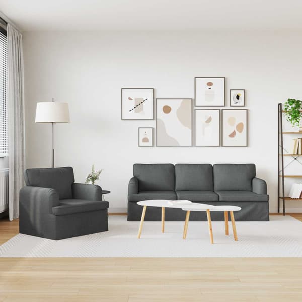 Soffset 2 pcs Mörkgrå 144 x 80 x 85 cm tyg