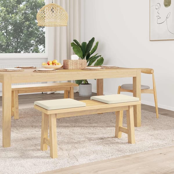 Bänk kudde 2 st Texturerad Sammet Gräddvit Djup 35 cm