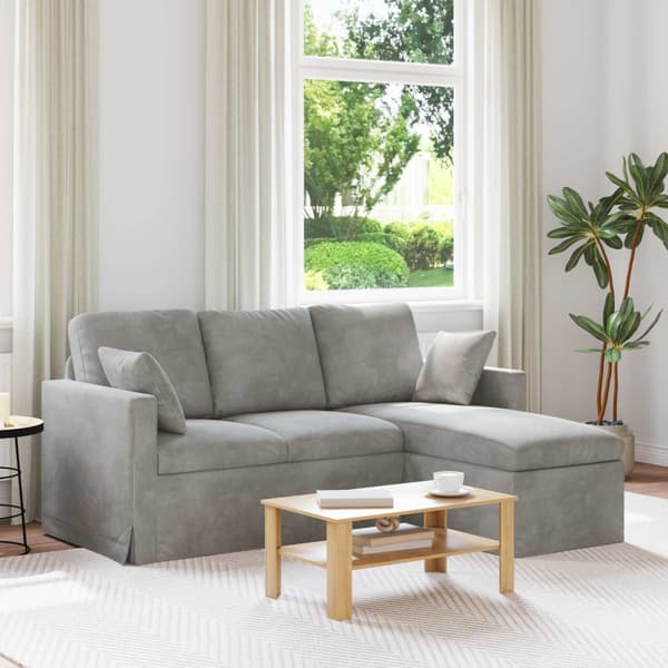 Soffa Ljusgrå 178 x 134 x 80 cm Sammet
