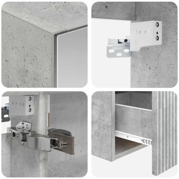 Badrumsskåpsset 4 pcs Betonggrå Konstruerat trä