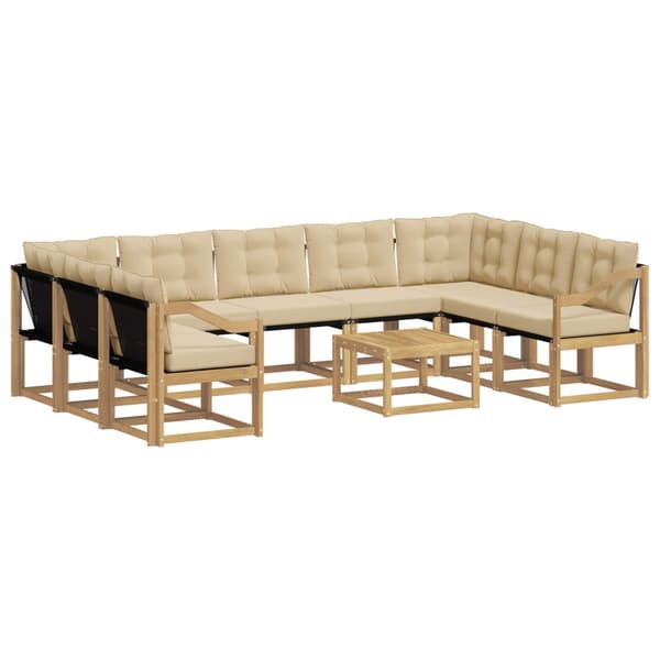 Utomhussoffset med kudde 10 pcs Vit och Beige