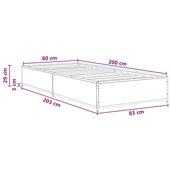 Sängram Sonoma-ek 80 x 200 cm Konstruerat trä