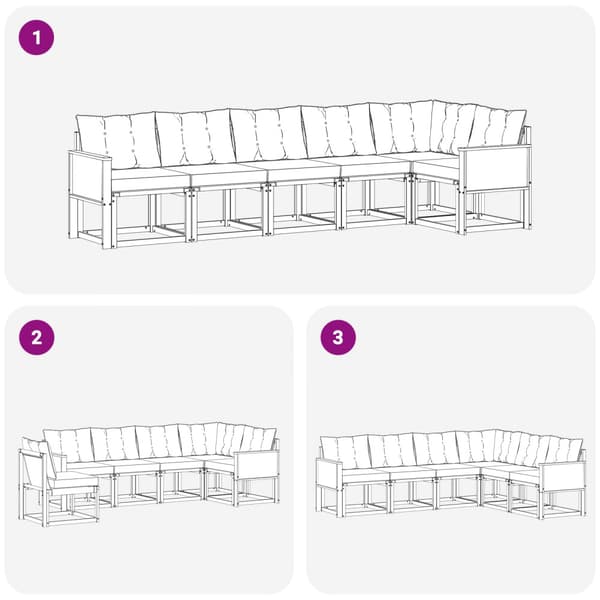 Utomhussoffset med kudde 6 pcs Naturlig och Grädde