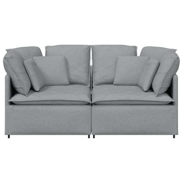 Modulsoffa med dynor i tyg ljusgrå