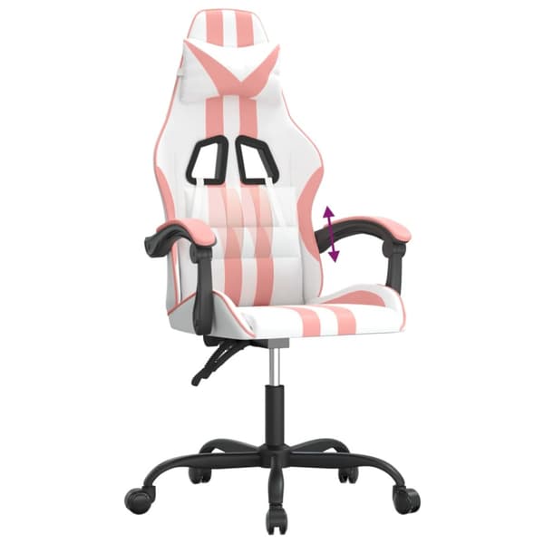 Gamingstol vit och rosa konstläder