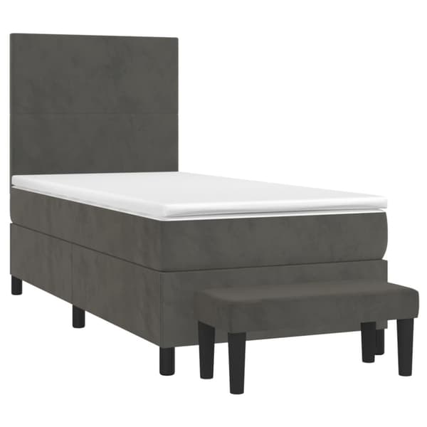 Ramsäng med madrass mörkgrå 90x190 cm sammet