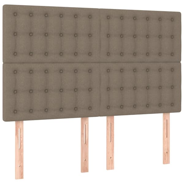 Ramsäng med madrass taupe 140x190 cm tyg