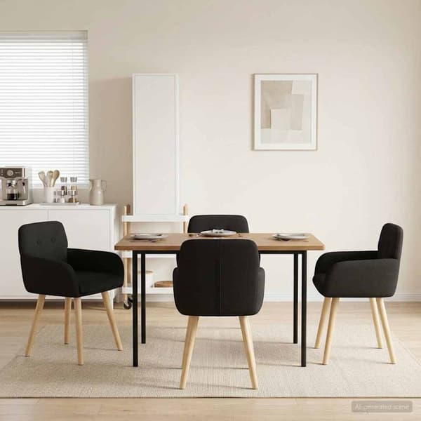 Matstolar 4 pcs Bouclé Svart 59 x 57 x 85 cm