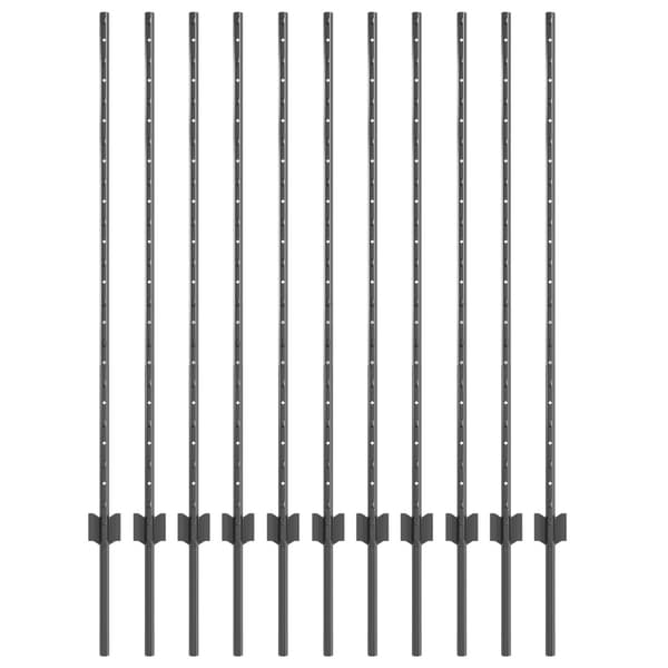 Stängselstolpe 11 pcs Grå 120 cm Stål
