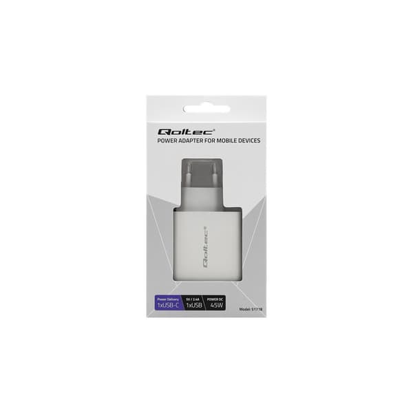 Qoltec 51718 strömadapter - USB-C, USB - 45 watt