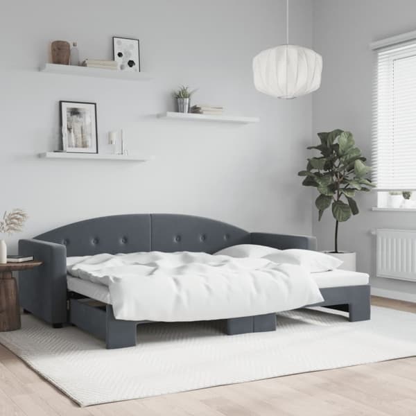 Dagbädd utdragbar mörkgrå 80x200 cm sammet
