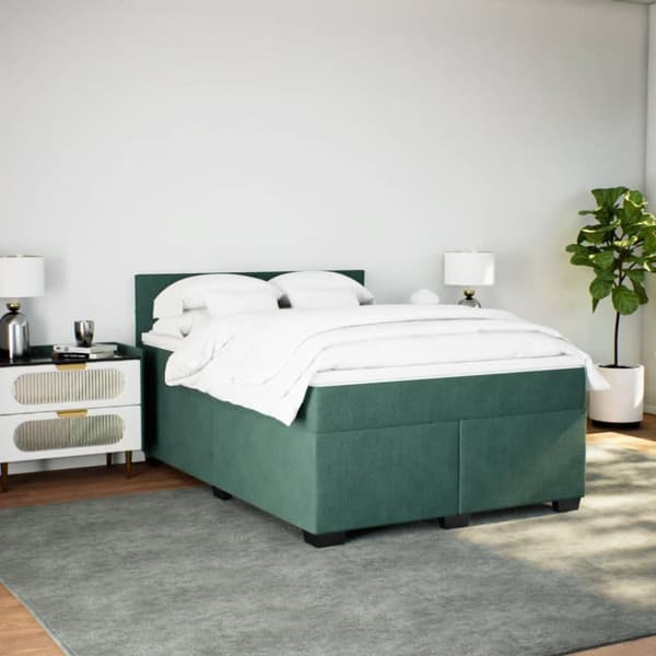 Ramsäng med madrass mörkgrön 140x190 cm sammet