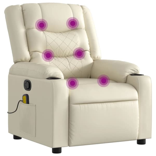 Massagefåtölj krämfärgad konstläder