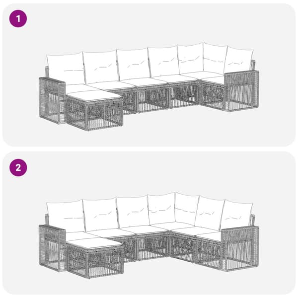 Trädgårdsoffset 7 pcs Beige och krämvit konstrotting