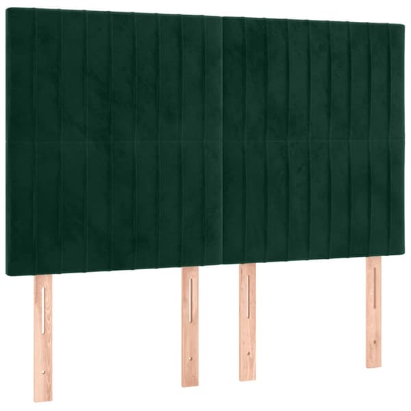 Sänggavel LED mörkgrön 144x5x118/128 cm sammet