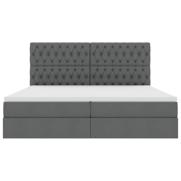 Förvaringssäng med LED med led Mörkgrå 200 x 200 cm Polyester