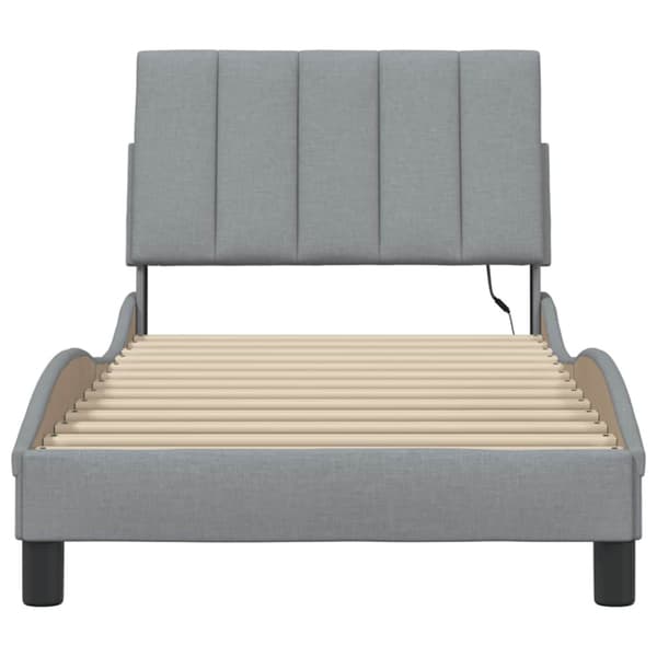 Bed Frame without Mattress "Hanko" Light Grey 90x190cm Fabric