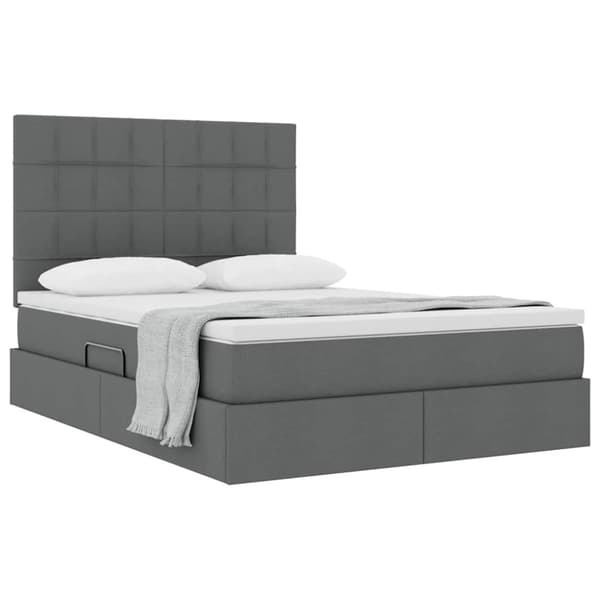 Förvaringssäng med madrass Mörkgrå 140 x 190 cm Polyester