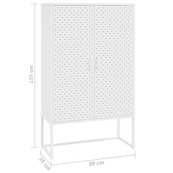 Högskåp vit 80x35x135 cm stål