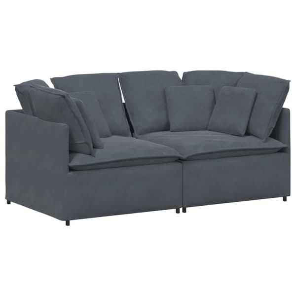 Modulsoffa med dynor sammet mörkgrå