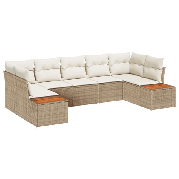 Trädgårdsoffset med kudde 7 pcs Beige konstrotting