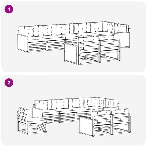 Utomhussoffset med kudde 8 pcs Naturlig och Grädde