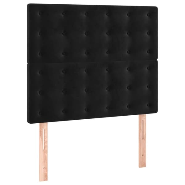 Ramsäng med madrass svart 90x190 cm sammet