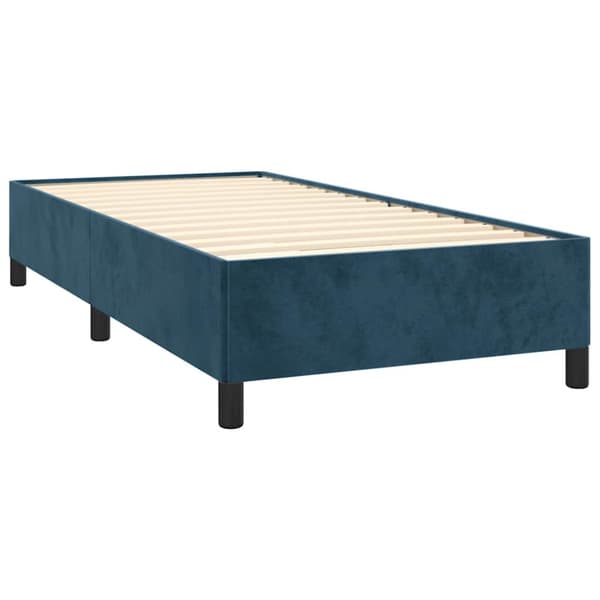Ramsäng med madrass mörkblå 90x200 cm sammet