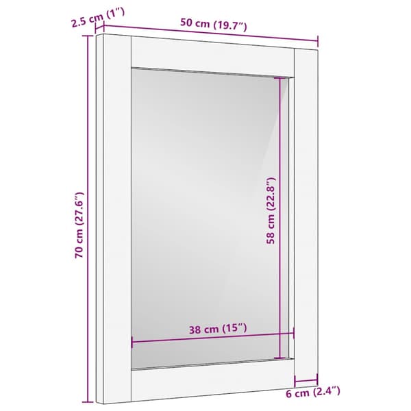 Badrumsspegel brun 50x70x2,5 cm massivt trä mango