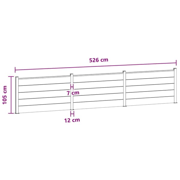 Stängselpanel 3 pcs WPC och aluminium Svart
