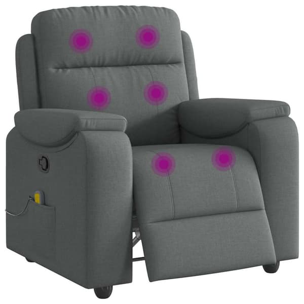 Massagefåtölj mörkgrå tyg