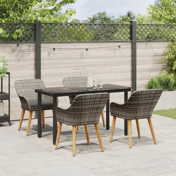 Trädgårdsmöbelset med kudde 5 pcs Grå konstrotting