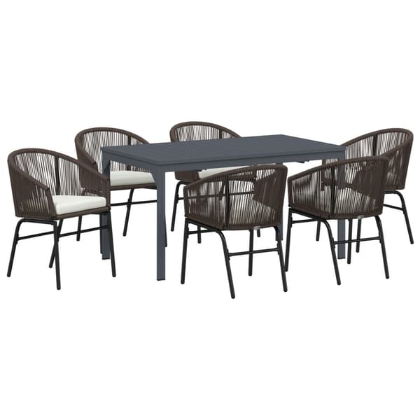 Trädgårdsmöbelset 7 pcs Brun konstrotting