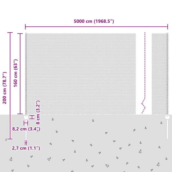 Stängsel med stolpe Silver 1,6 x 50 m Stål
