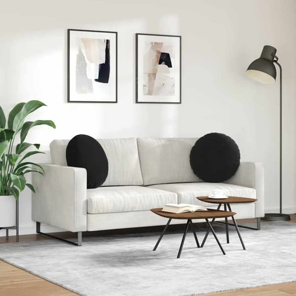 Sittkuddar 2 pcs Svart Ø50 x 19 cm Sammet
