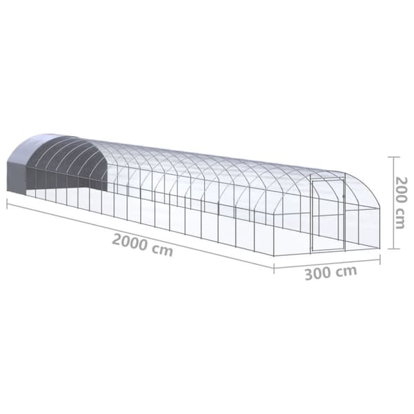 Hönsbur för utomhusbruk 3x20x2 m galvaniserat stål