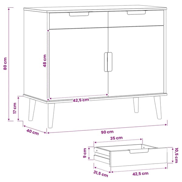 Sideboard MOLDE Karamell 90 x 40 x 80 cm