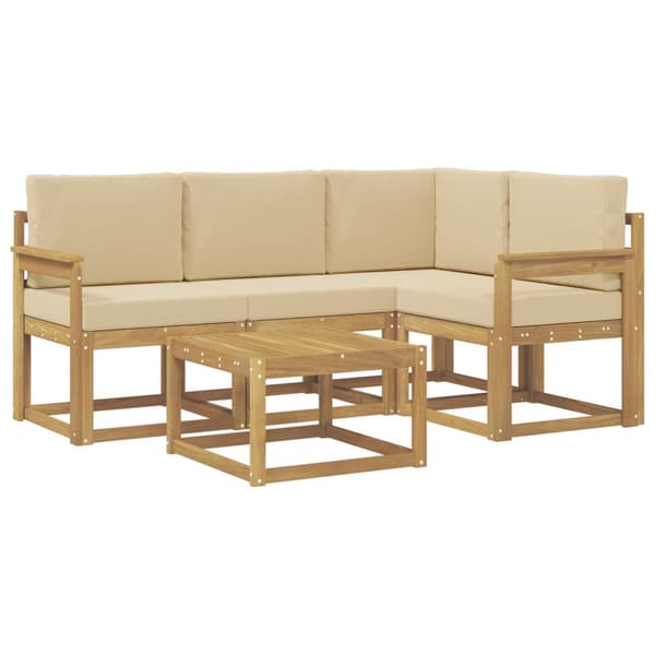 Utomhussoffset med kudde 5 pcs Vit och Beige