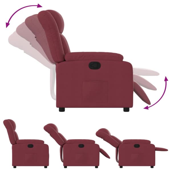 Reclinerfåtölj vinröd tyg