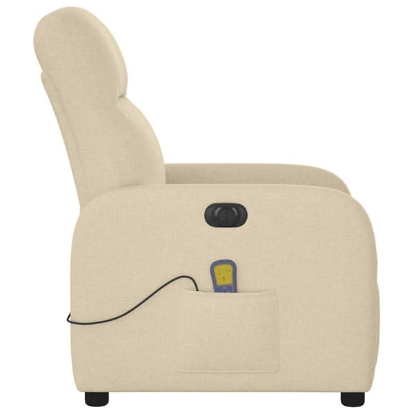 Elektrisk massagefåtölj gräddvit tyg