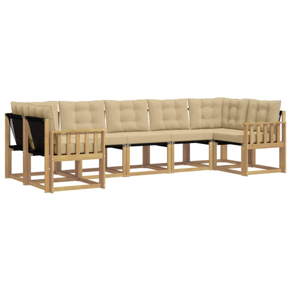 Utomhussoffset med kudde 7 pcs Vit och Beige