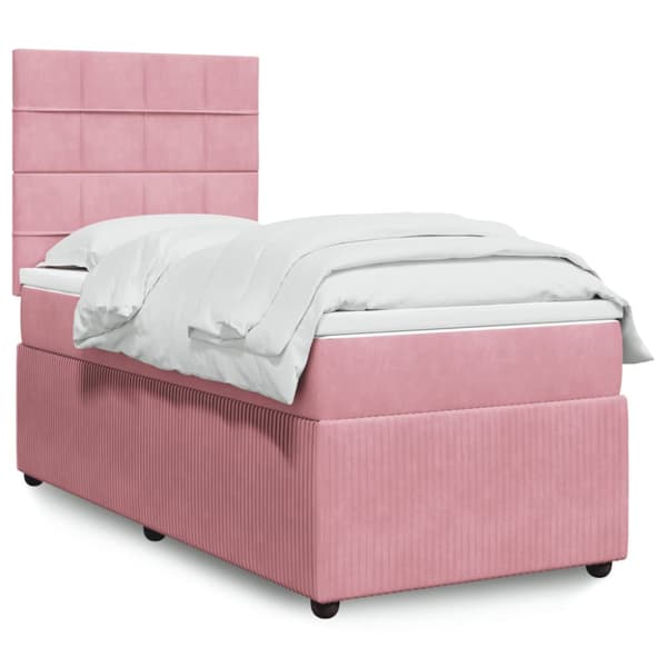 Ramsäng med madrass rosa 80x200 cm sammet