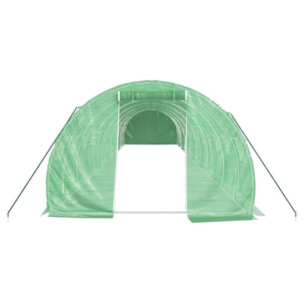 Växthus med stålram grön 42 m² 14x3x2 m
