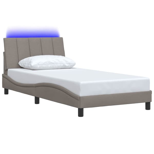 Bed Frame without Mattress "Hanko" Taupe 100x200cm Fabric