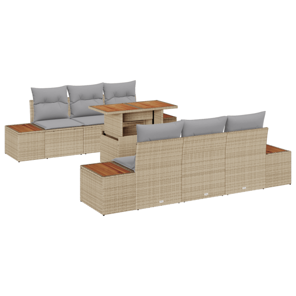 Trädgårdsoffset med lagring 7 pcs Beige Poly rattan